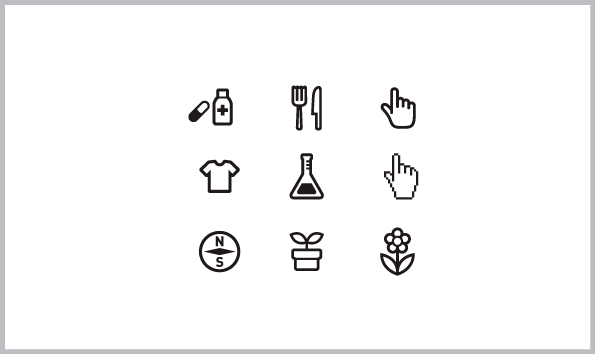 Free Icon vector source : Medicine, Fork and Knife, Cutlery, an experimental beaker, Compass, Cursor, Flowerpot, Flower