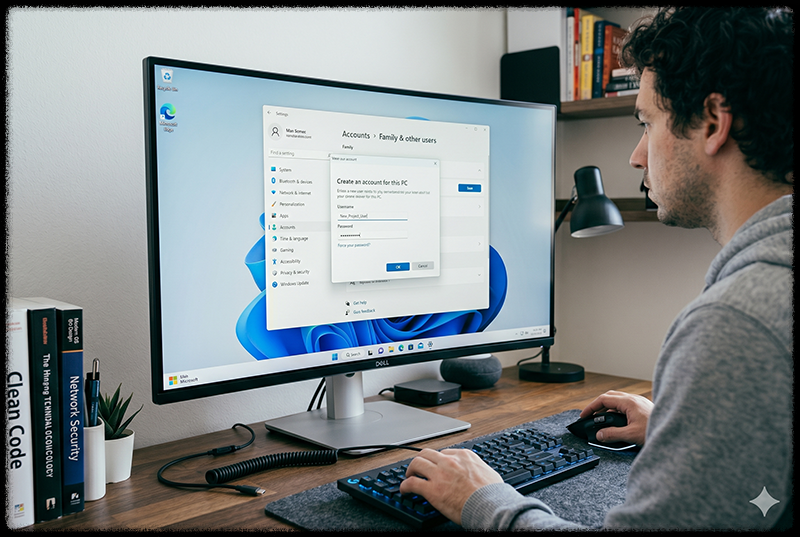 Windows 설정에서 새 사용자 계정을 추가하는 모습