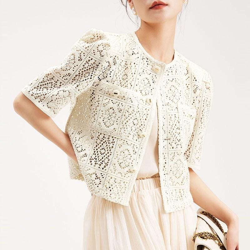 여자여자몰 자수펀칭가디건 뜨개여름가디건