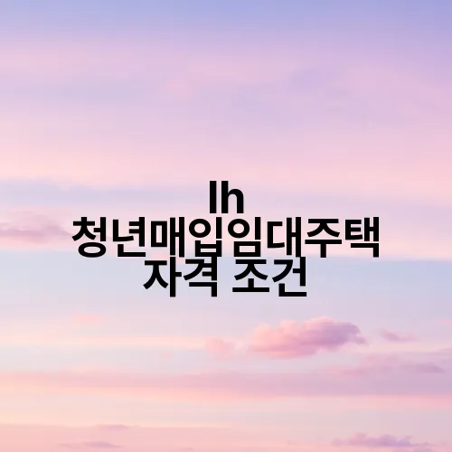 lh 청년매입임대주택 자격 조건