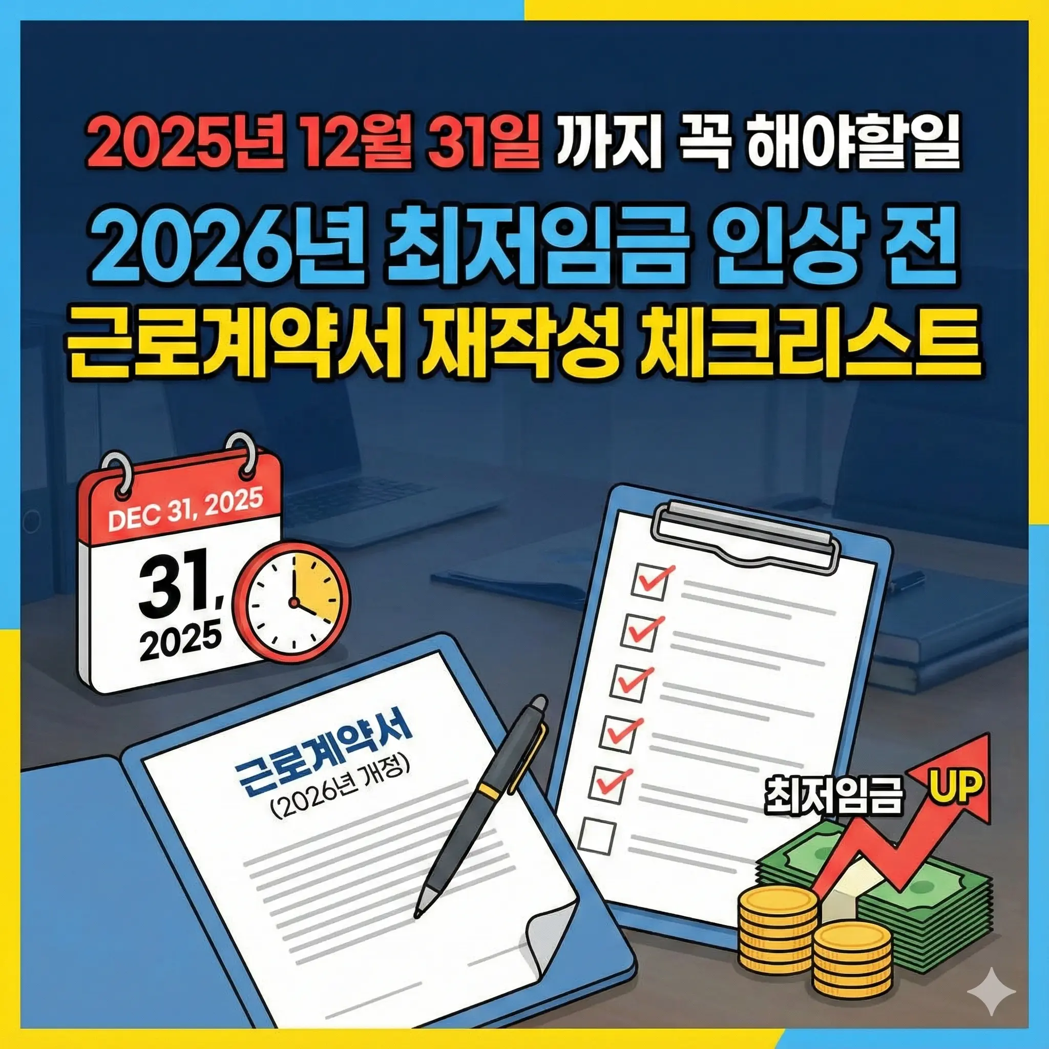연말까지 꼭 해야할일 #9, 2026년 최저임금 인상 전 근로계약서 재작성 체크리스트