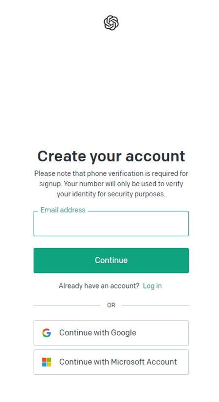 ChatGPT Create Account