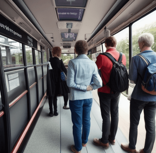 노선표를 확인하는 사람들