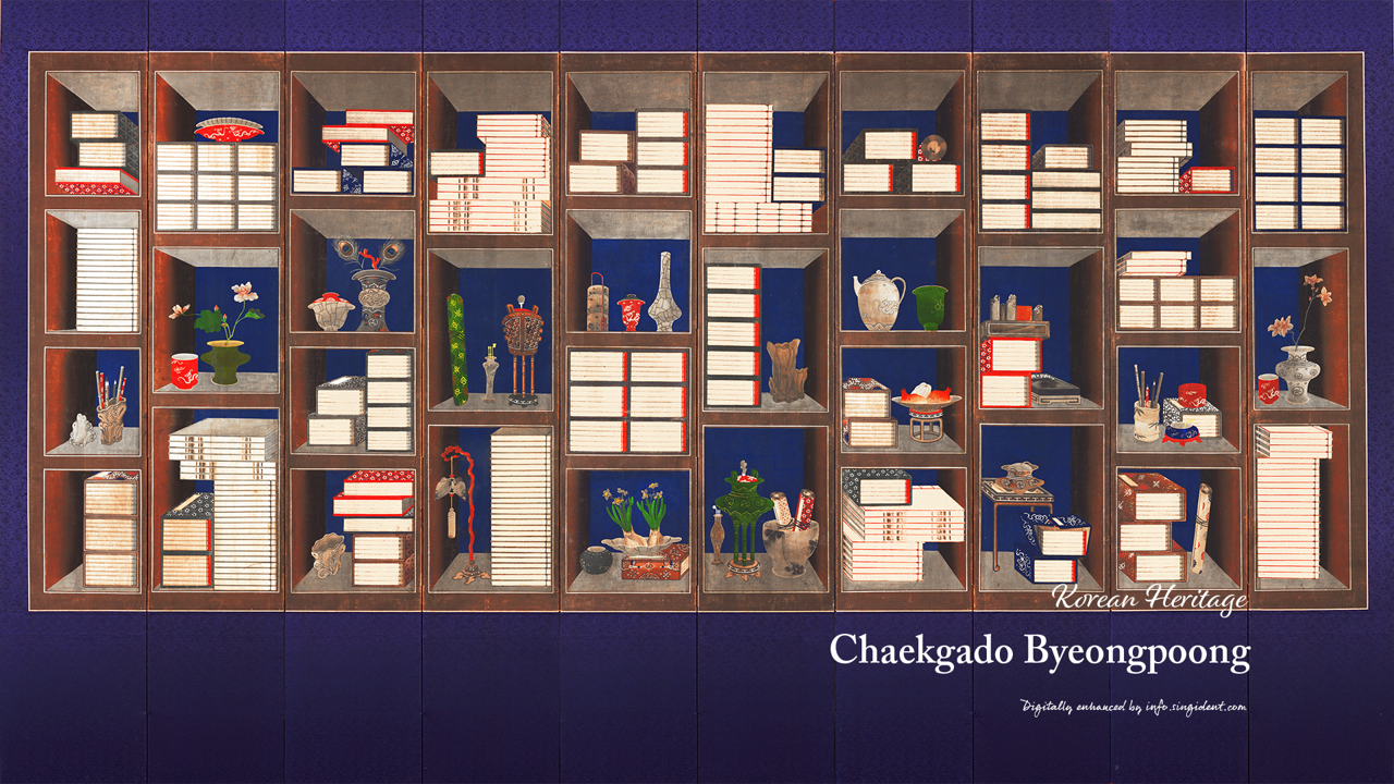 06 이택균 책가도 10폭 병풍 C - Chaekgado Byeongpoong 책가도배경화면