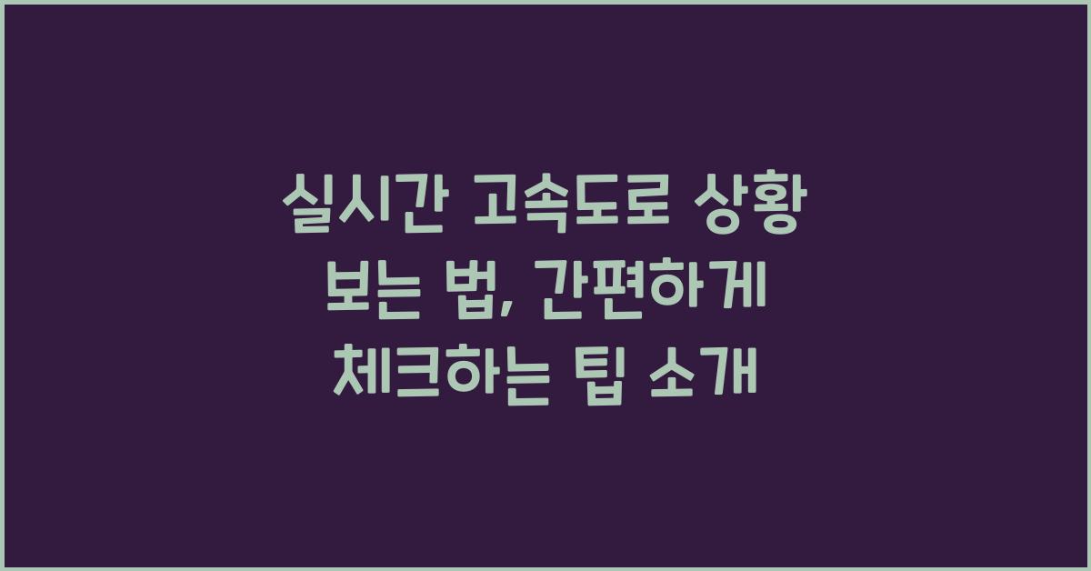 실시간 고속도로 상황 보는 법