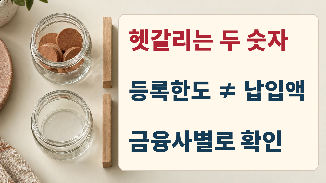 연금저축 등록한도와 실제 납입액을 금융회사별로 따로 확인하는 비교 자료