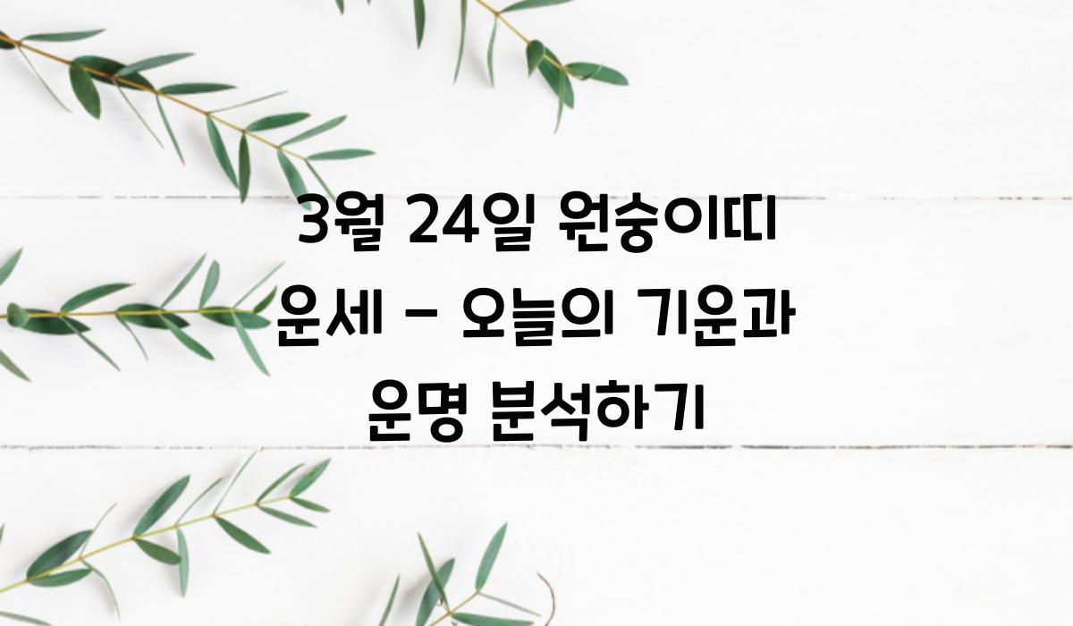 3월 24일 원숭이띠 운세