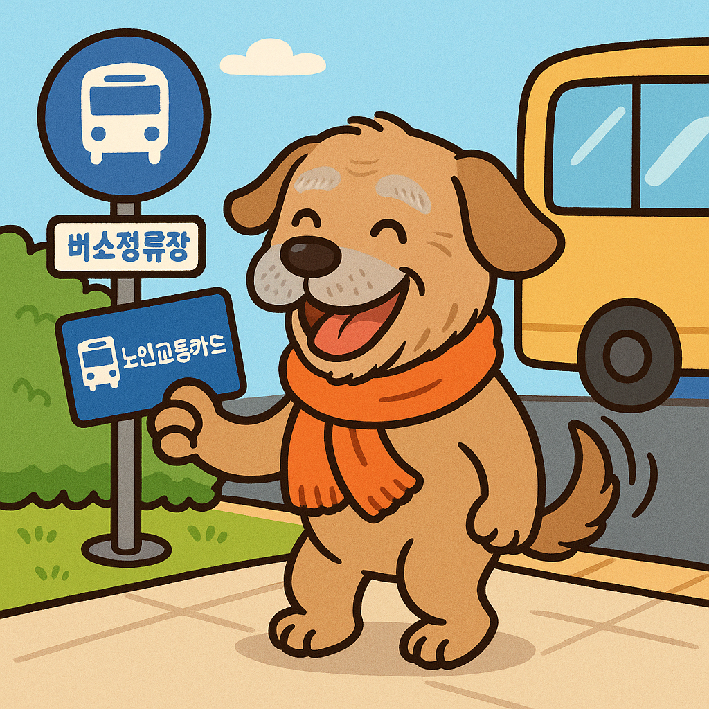 행복한 미소를 지으며 노인 교통카드를 발급받는 어르신의 모습