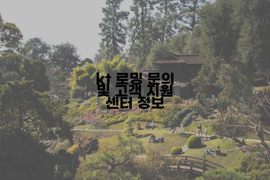 kt 로밍 문의 및 고객 지원 센터 정보