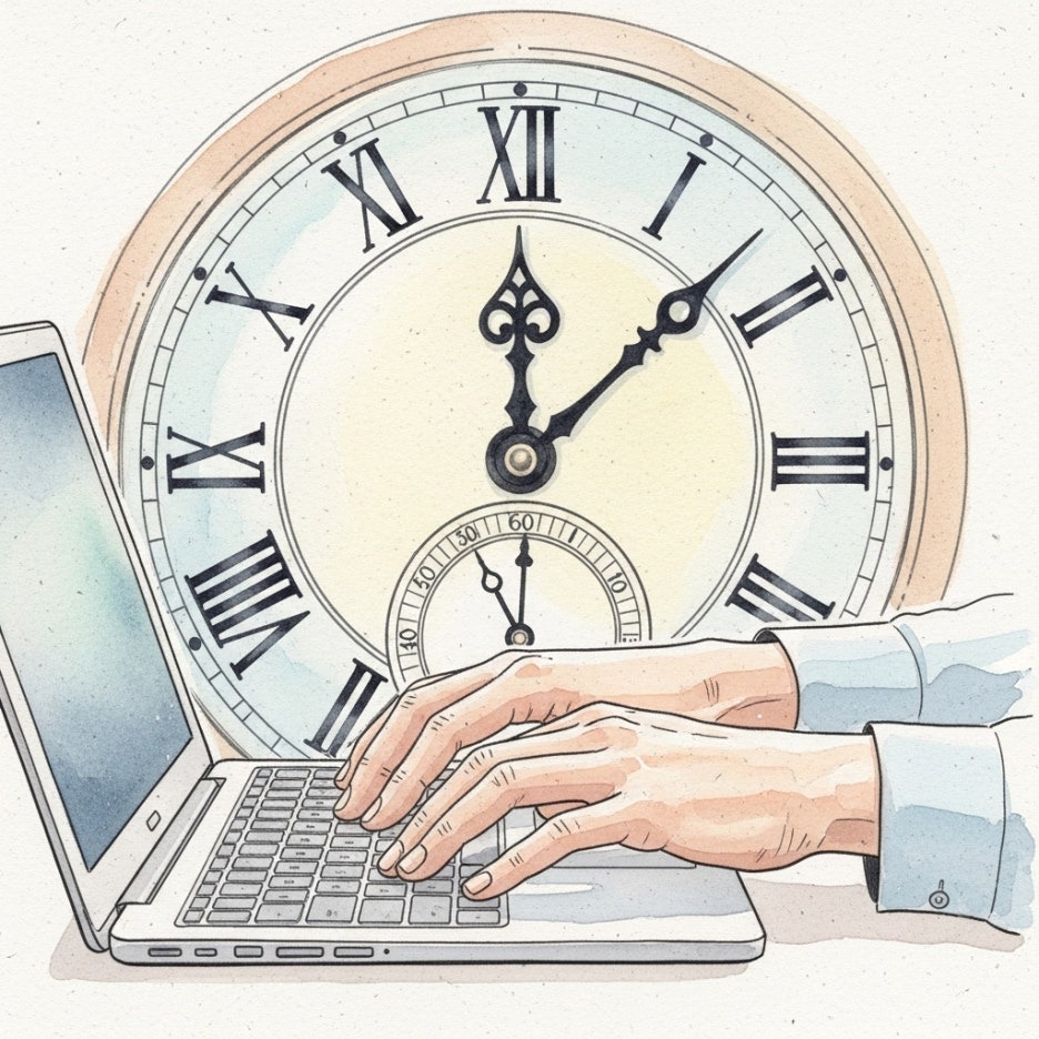 티켓 예매를 위해 노트북 앞에 앉은 긴박한 순간