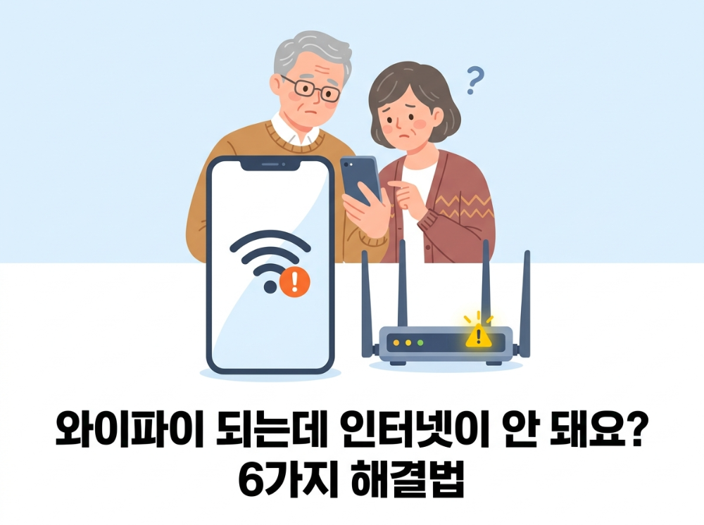 alt="와이파이 아이콘은 켜졌는데 인터넷이 안되는 이유로 시니어들이 고민하는 이미지"