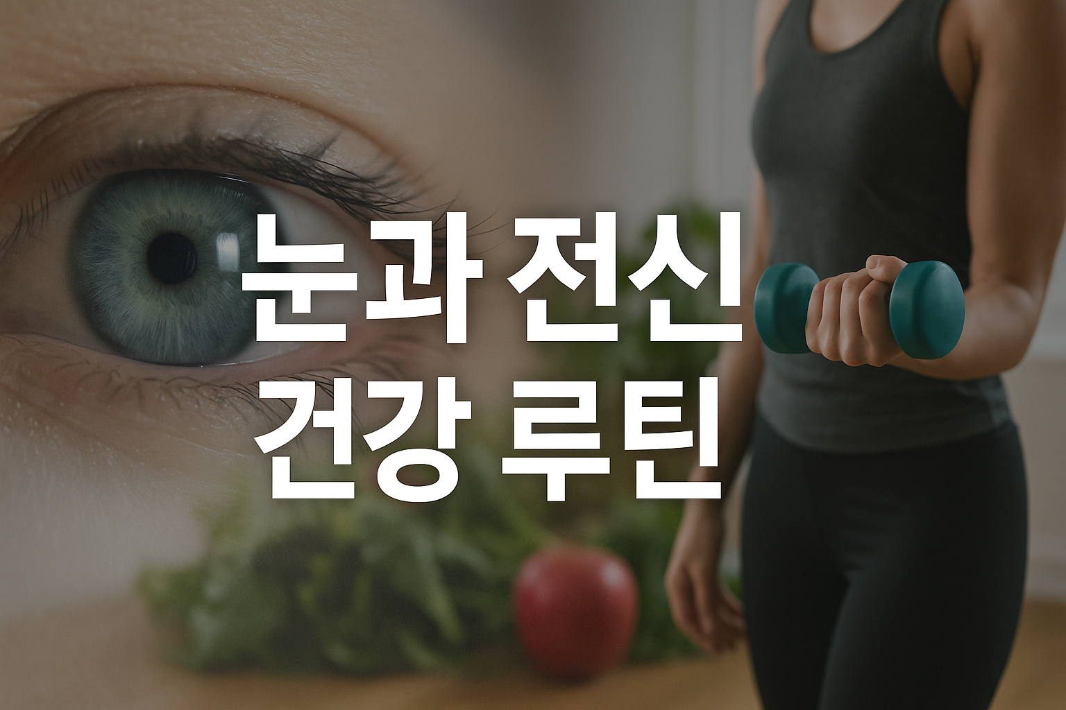 눈과 전신 건강 루틴을 표현한 운동과 웰빙 이미지