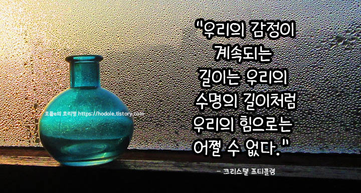 우리의 감정이 계속되는 길이는 우리 수명처럼 우리의 힘으로는 어쩔 수 없다