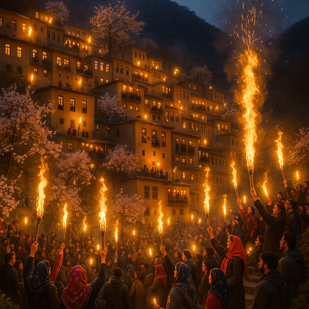마스울레 봄맞이 불 축제의 한 장면
