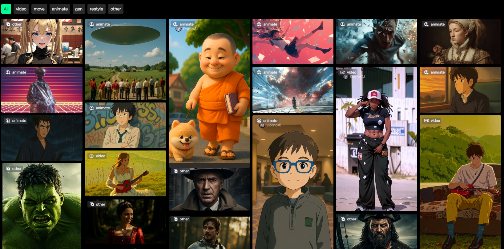 드라마 짤 영상, 애니메이션 캐릭터 모션 변환하는 방법 (Domo AI 활용법) AI로 밈 영상을 애니메이션 변환 지브리 스타일