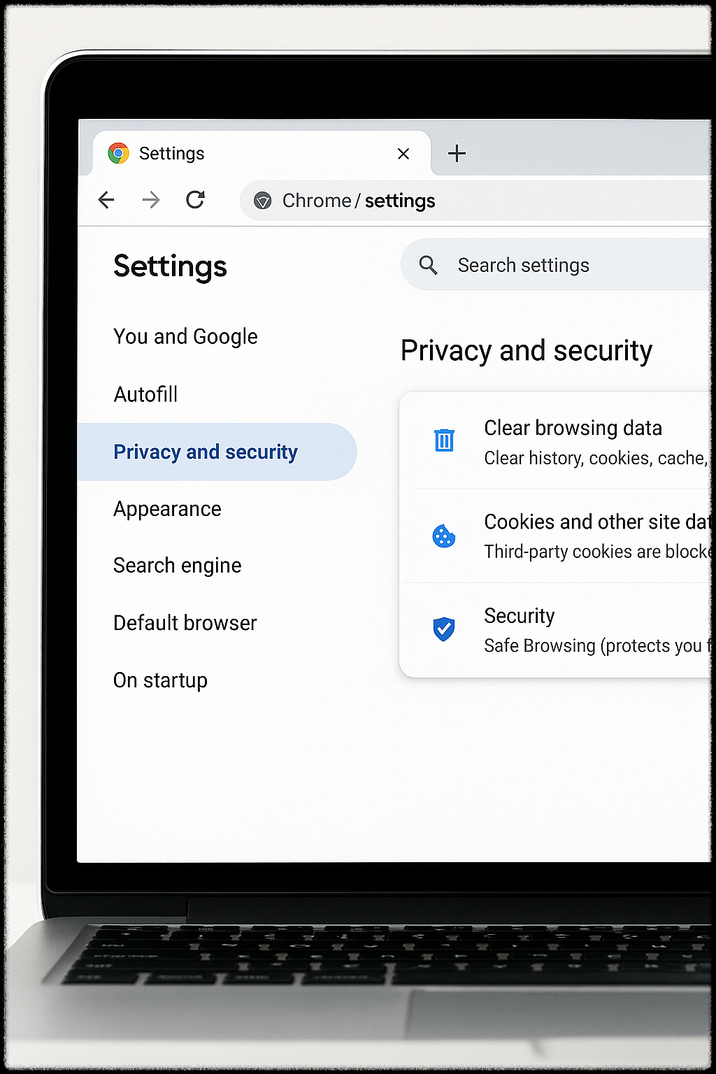 Chrome 브라우저 개인정보 설정 화면