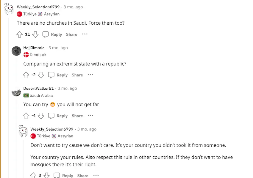 대구 이슬람 사원 건축 반대에 대한 레딧 중동게시판 반응