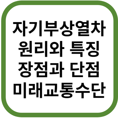 자기부상열차의 원리와 특징 장점 단점 미래교통수단