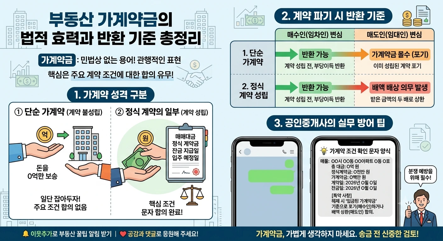부동산 가계약금의 법적 효력과 반환 기준 총정리(ai를 이용한 이미지)