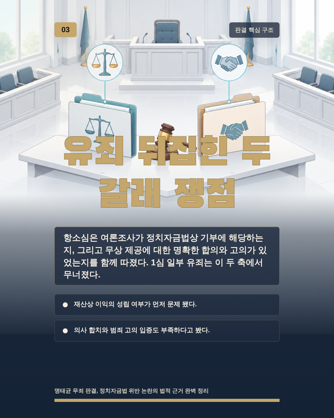 유죄 뒤집힌 두 갈래 쟁점