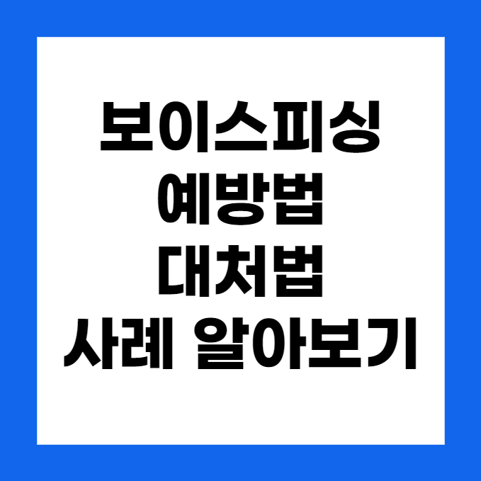 보이스피싱 예방법, 대처법 신고 그리고 보이스피싱 사례