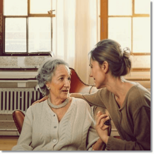 치매 노인과 간병인