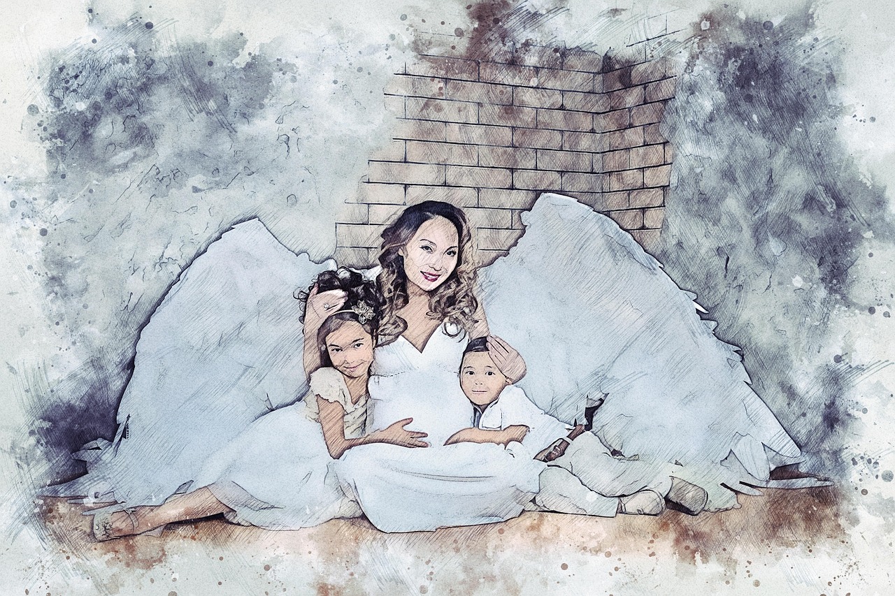 사랑스런 자녀와 함께 있는 모습