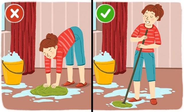 척추에 안좋은 자세,허리에 안좋은 행동 걸레질,팁줌