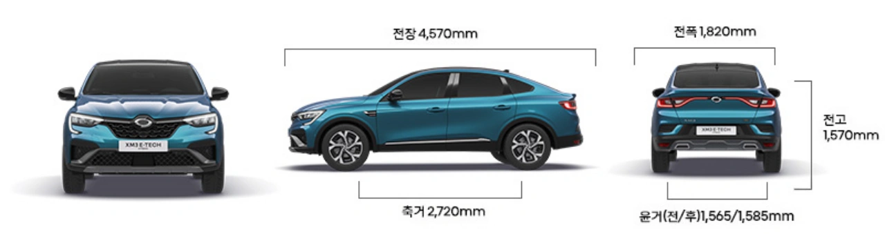 XM3 하이브리드 차체 크기 이미지