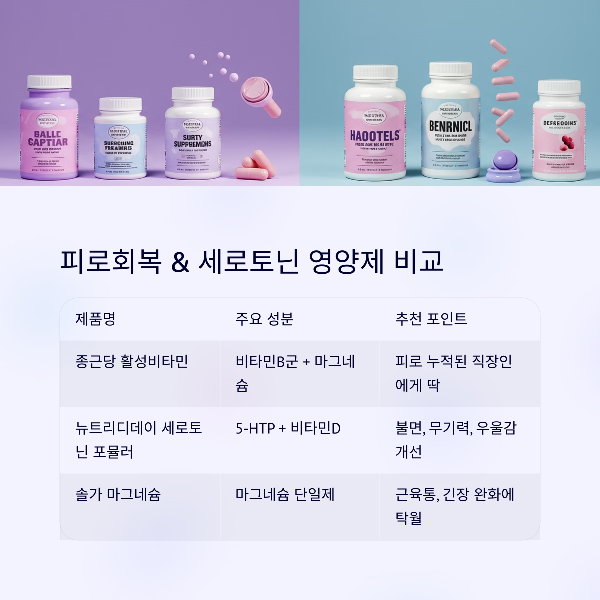피로회복 &amp; 세로토닌 영양제 비교