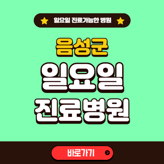 음성군 일요일 진료 가능한 병원 ❘ 주말 문여는 곳 총정리 (소아과, 내과, 안과, 치과, 피부과, 정형외과, 산부인과)