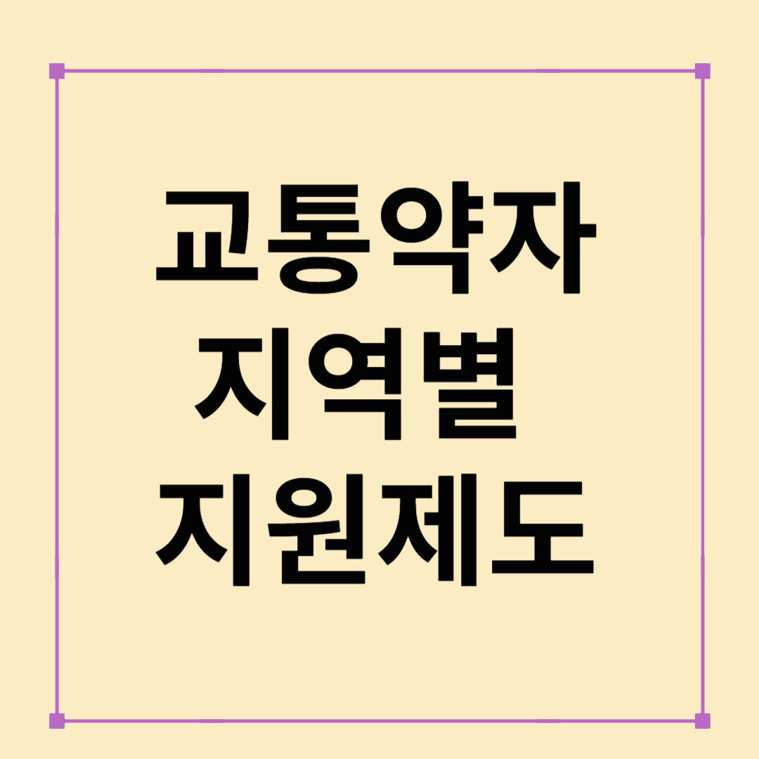 교통약자를 위한 지역별 지원제도 완전 정복