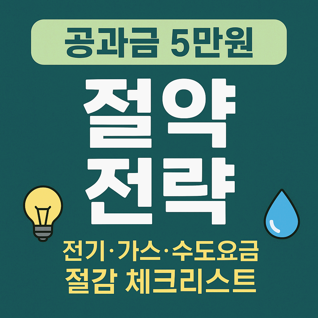 한 달에 30만원 아끼는 실전 생활비 절약 프로젝트 3. - 공과금 5만원 절약하기(전기·가스·수도요금 절감 체크리스트, 2025 업데이트)