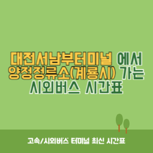 대전서남부터미널에서 양정정류소(계룡시) 가는 시외버스 시간표 최신정보