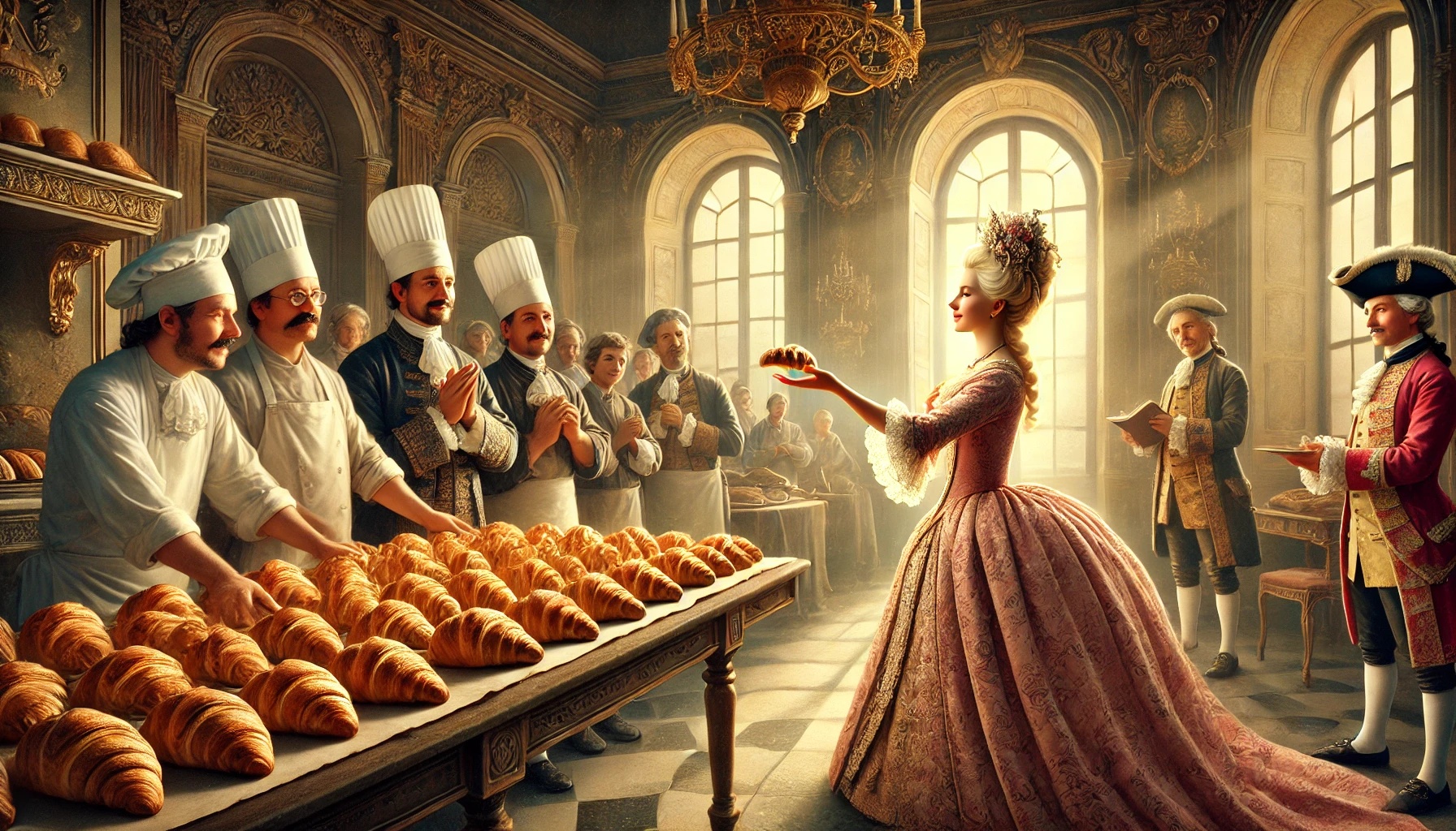 마리 앙투아네트가 오스트리아의 초승달 모양 페이스트리를 프랑스에 소개하는 장면