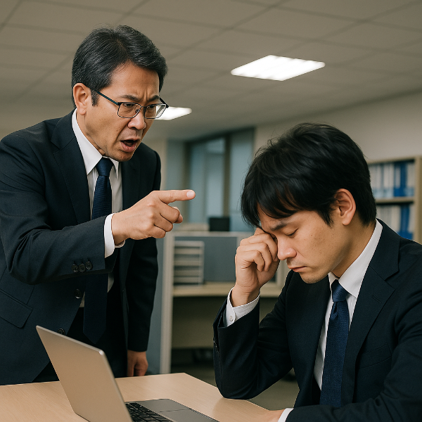 쿠사리 핀잔을 듣는 직장인의 모습