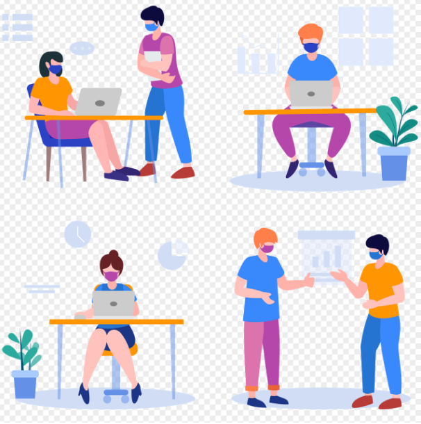 직원들끼리 대화하는 모습