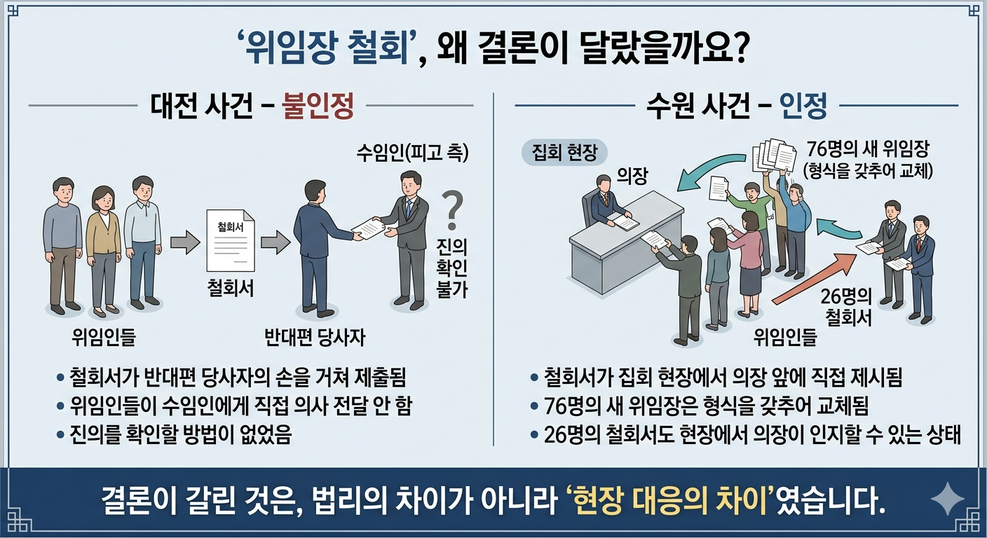 [관리단집회 위임장 철회] 집회 당일 철회서 제출했는데 법원이 인정했다 &mdash; 수원지법 2020가합22417 판결 분석