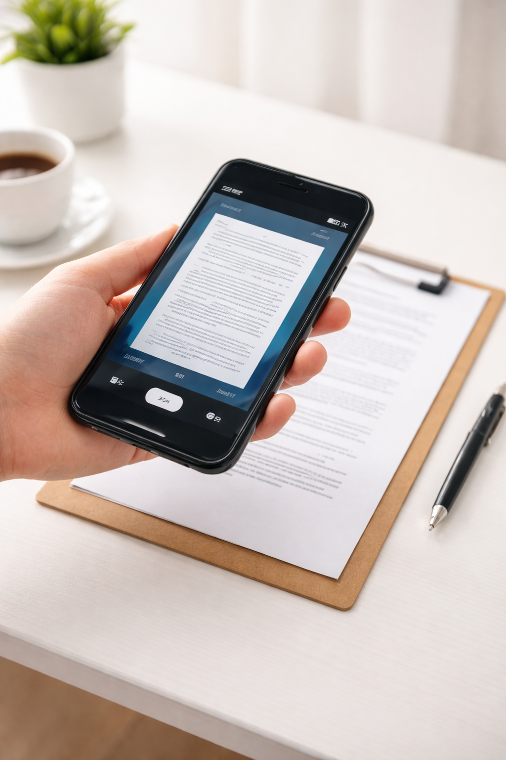 문서를 밝은 곳에 놓은 화면 이미지