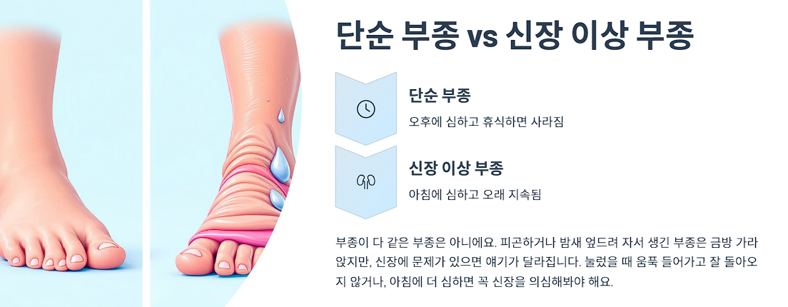 단순 부종 vs 신장 이상 부종