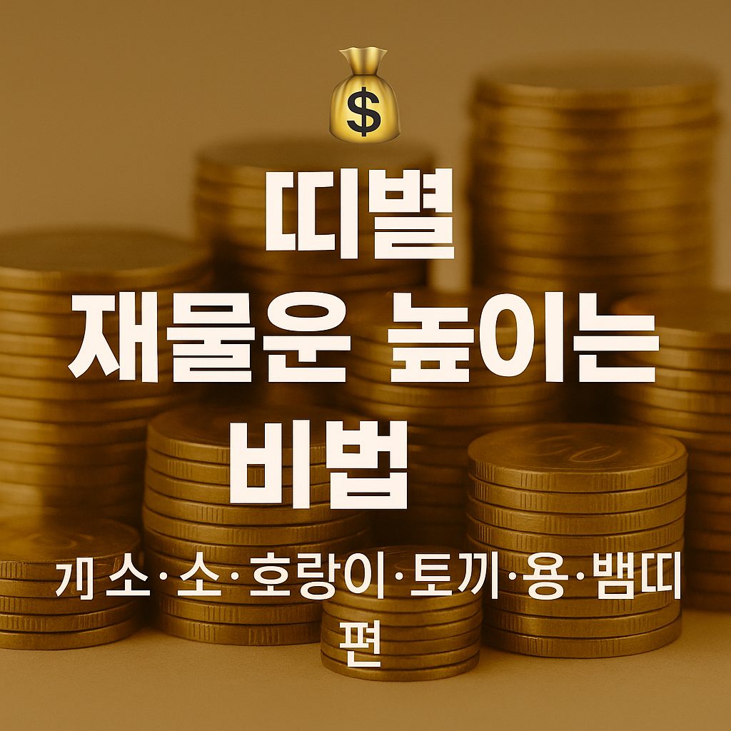 띠별 재물운 높이는 비법 &ndash; 쥐&middot;소&middot;호랑이&middot;토끼&middot;용&middot;뱀띠 편