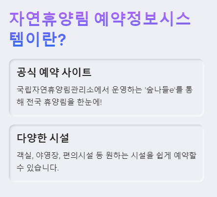 자연휴양림 예약정보시스템 시스템 정보