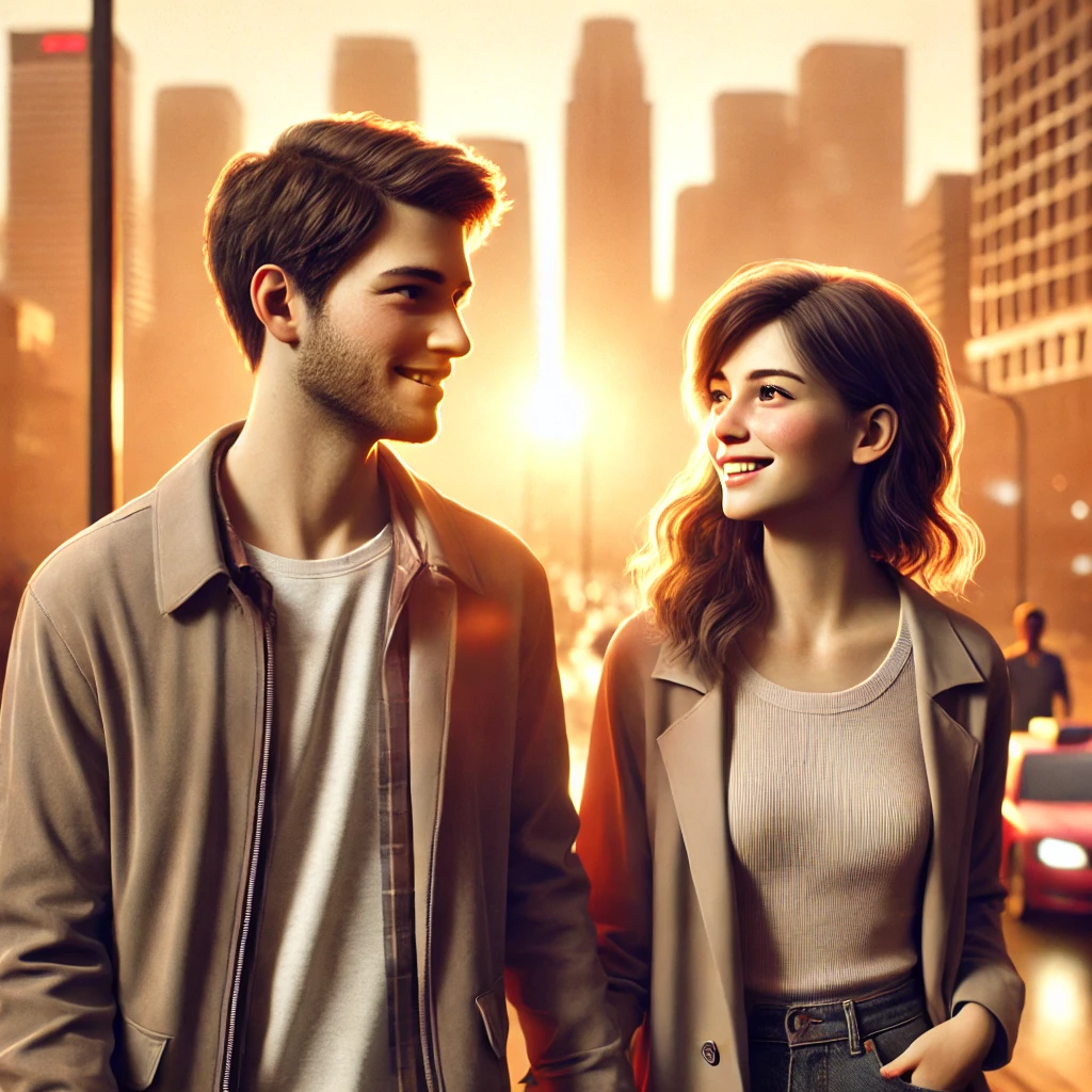 도심에서 손을 잡고 걷는 젊은 커플의 현실적인 모습 (2025년 연애 트렌드 대표 이미지)