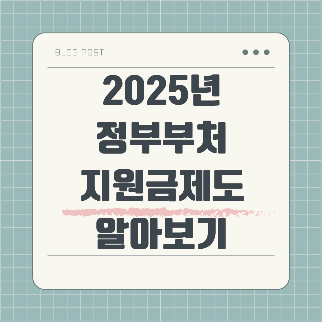 2025년 정부 부처 지원금 제도 알아보기