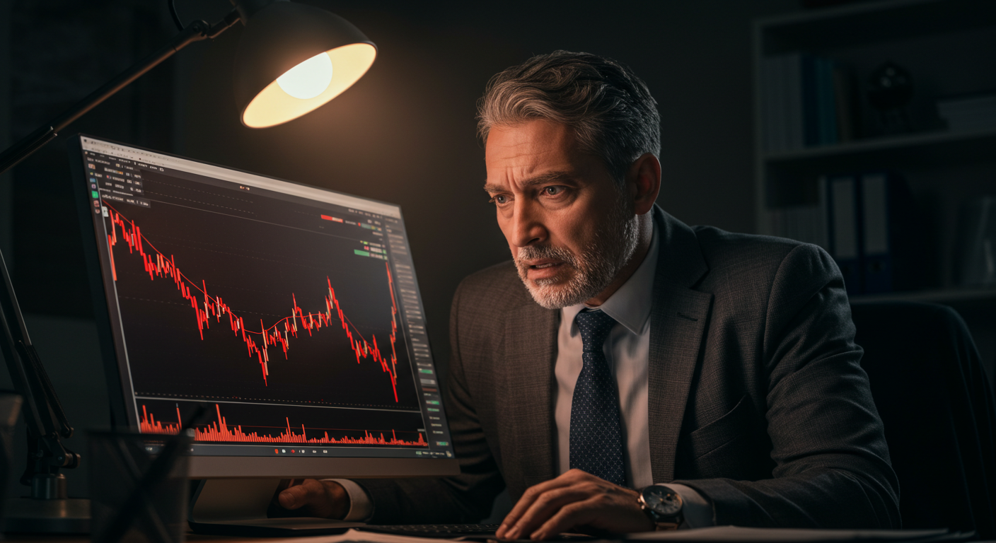 미국 증시 폭락으로 불안해하는 투자자 이미지