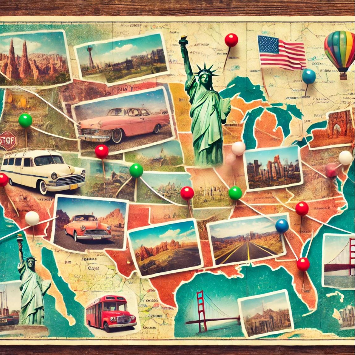 미국 대륙횡단 여행지도 이미지