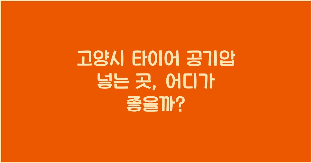고양시 타이어 공기압 넣는 곳