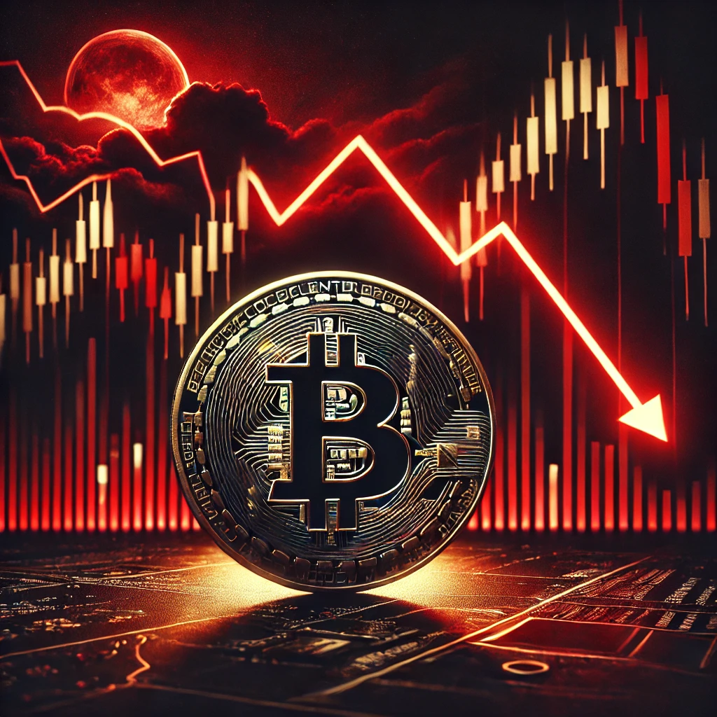하락하는 비트코인 이미지