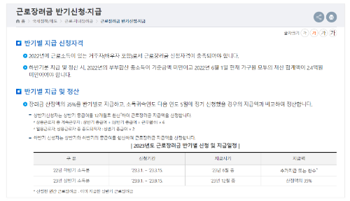 2023년 상반기분 근로장려금 신청기간 및 신청방법
