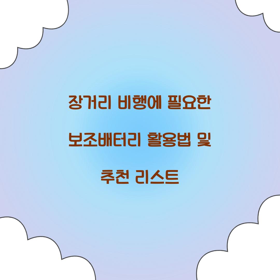 장거리 비행에 필요한 보조배터리 활용법